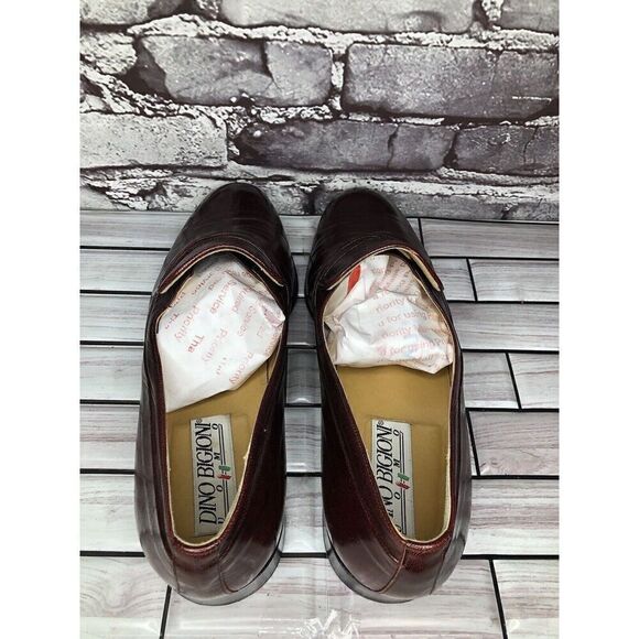 Dino Bigioni Burgundy Leather Slip On Dress Loafers Shoes Men Sz 43.5EU/10.5M US main image 7